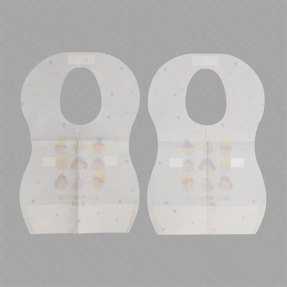 Customized 3 Ply Absorbent Disposable Nonwoven Paper PE Waterproof Baby Kids Bibs