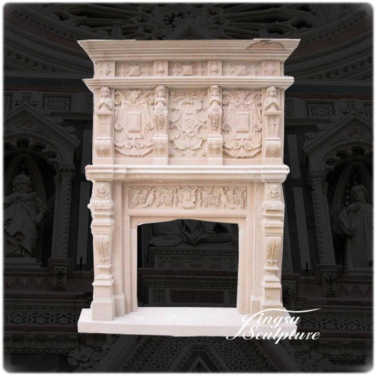 Customized Large Marble Fireplace Mantel for Villa