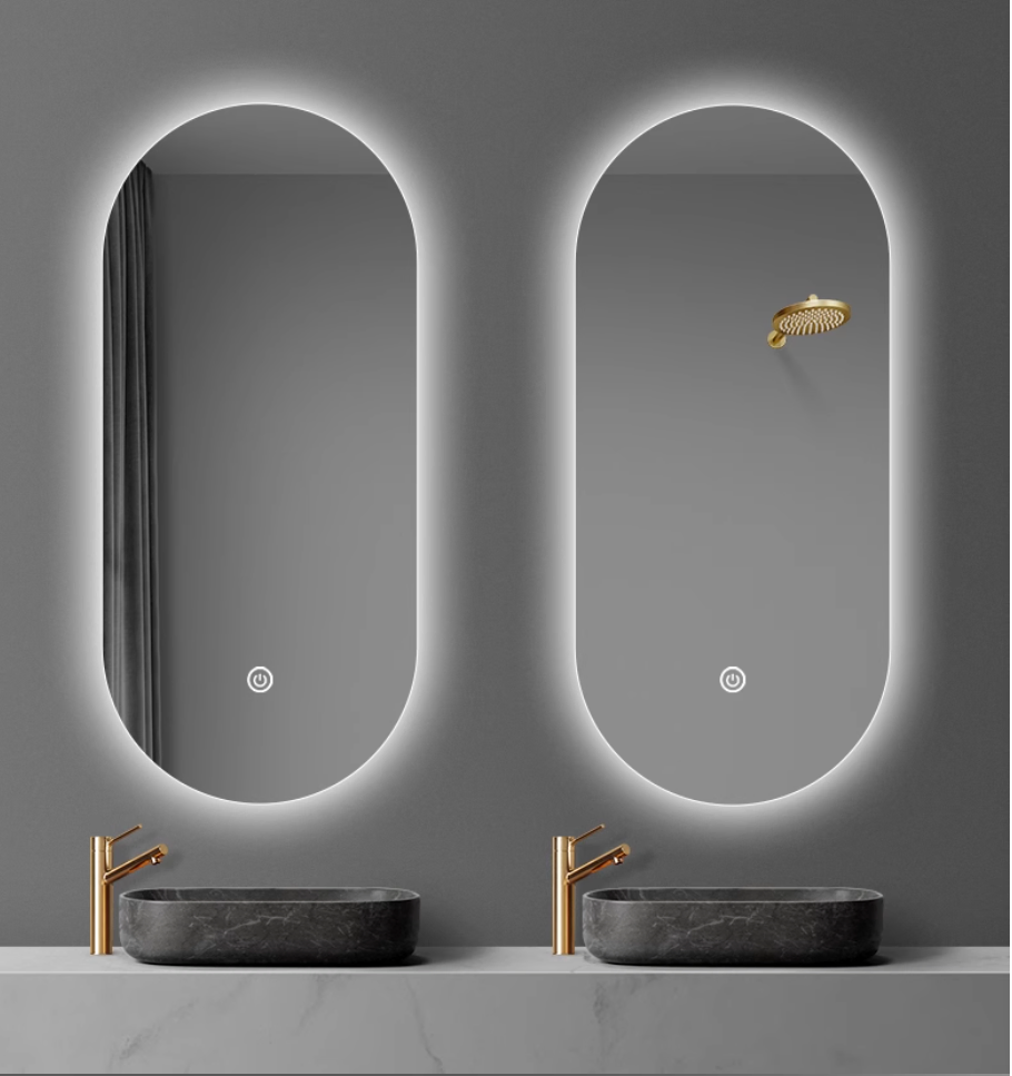 Modern LED Bathroom Wall Mirror with Customizable Light Features