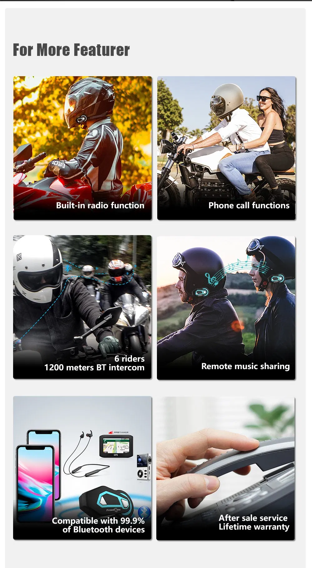 Bluetooth Intercom Headset for Motorcycle Group Chat