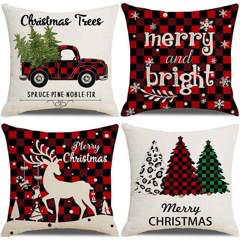 Wholesale Custom Christmas Decoration Pillow Cover Polyester Red Handwoven Cushion Cover Pillow Case