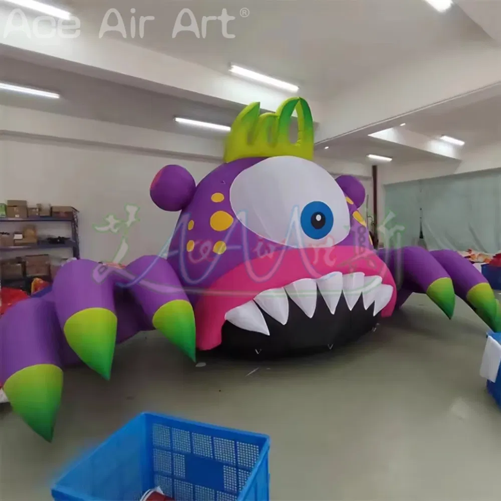 8ml Giant Inflatable Cartoon Single-Eye Monster Balloon with Sharp Tooth Building Decor Event Halloween City Nightclub Advertising Props