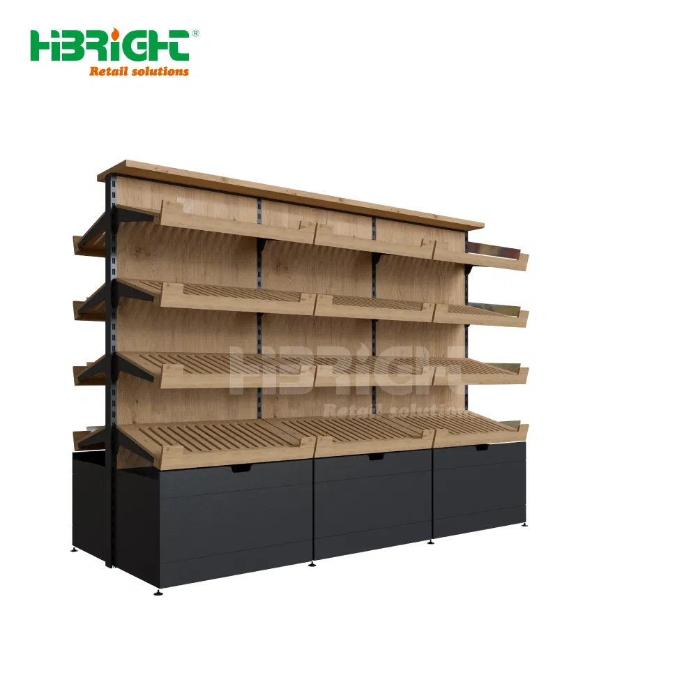 Highbright Double Side Wood Rack Display Bakery Shelf Rack for Sale