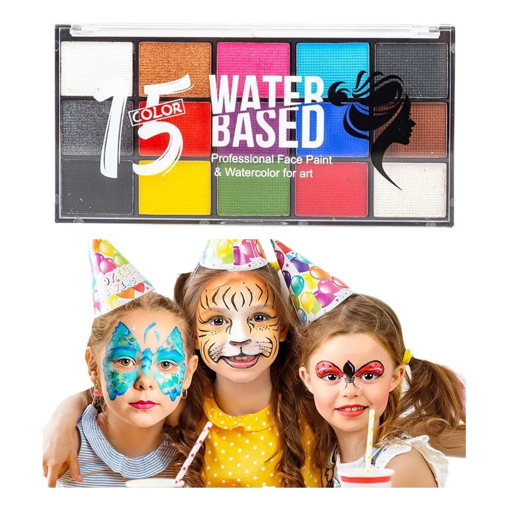15 Colors Kids Face Painting Palette Water Based Makeup Face Body Paint for Halloween Cosplay