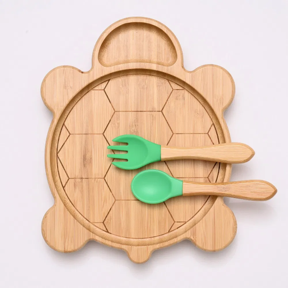 Wholesale Bamboo Dinner Plate Children Household Silicone Baby Fall-Proof Tableware