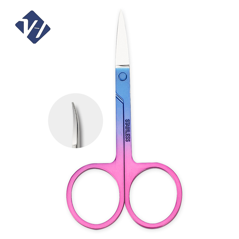 New Multi Color Stainless Steel Eyelash Beauty Scissors Eyebrow Trimming Scissors with Gold Rings Also in Customised Colors