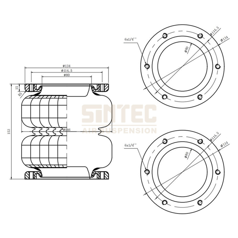Premium Air Ride Suspension Bellows with Universal Flange