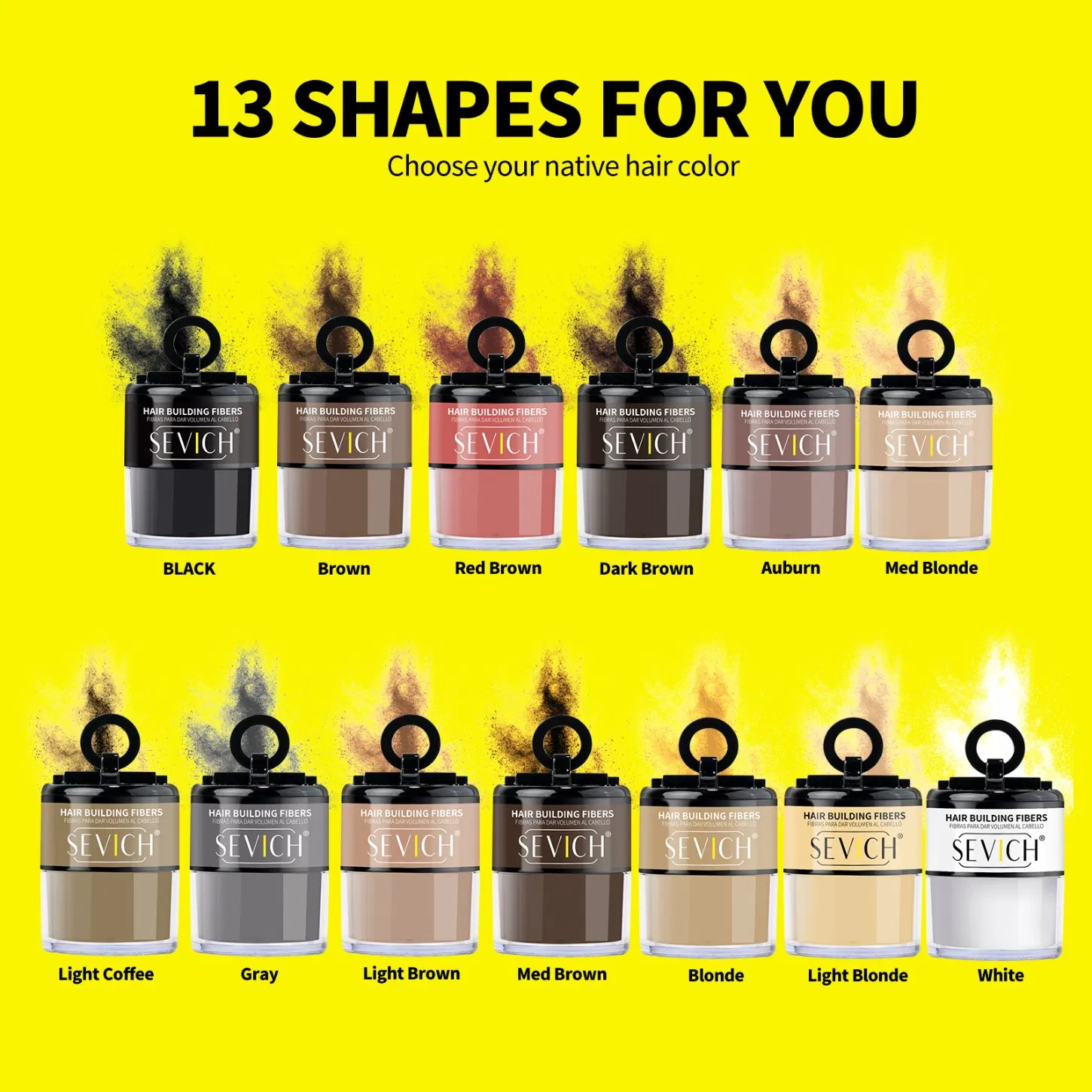 Private Label Natural Looking Multi-Colors Cover Hair Loss Refill Building Fiber Powder