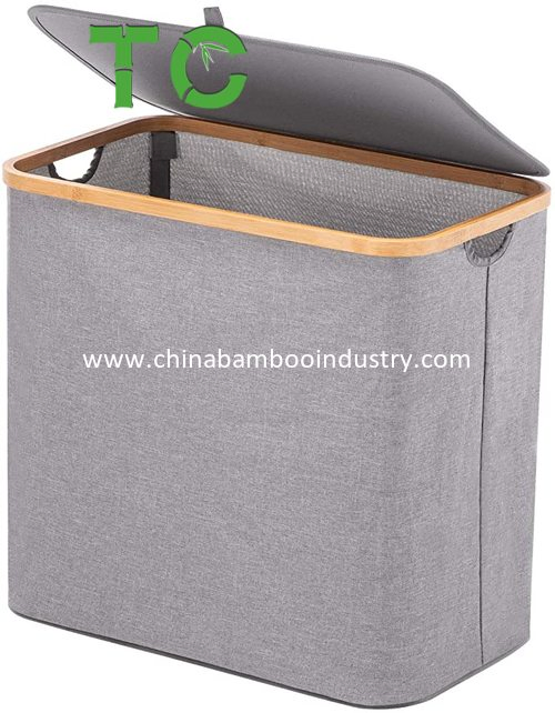Waterproof Bamboo Laundry Hamper Basket with Lid Storage Basket Dirty Clothes Basket Bamboo Laundry Basket Collapsible Cloth Hamper