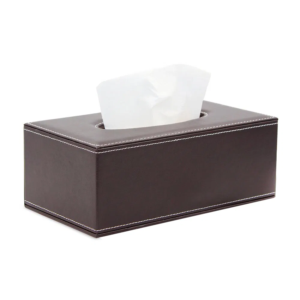 Custom Design Rectangular PU Leather Facial Tissue Box