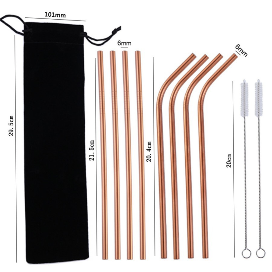 304 Stainless Steel Straw Set with Customization Bag