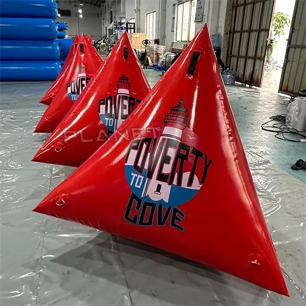 Orange Triangle Marker PVC Inflatable Floating Water Buoy for Sea