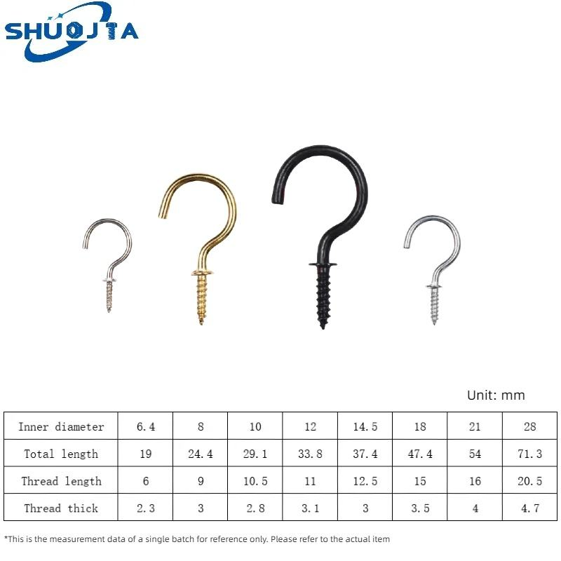 Wall Ceiling Hanging Wood Thread Screw Cup Hook with Steel Eye Question Mark Design for Easy Hanging
