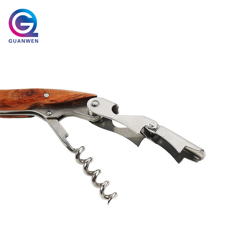 Professional Corkscrew Wine Opener with Premium Rosewood Handle Double Hinged Bottle Opener with Serrated Foil Cutter