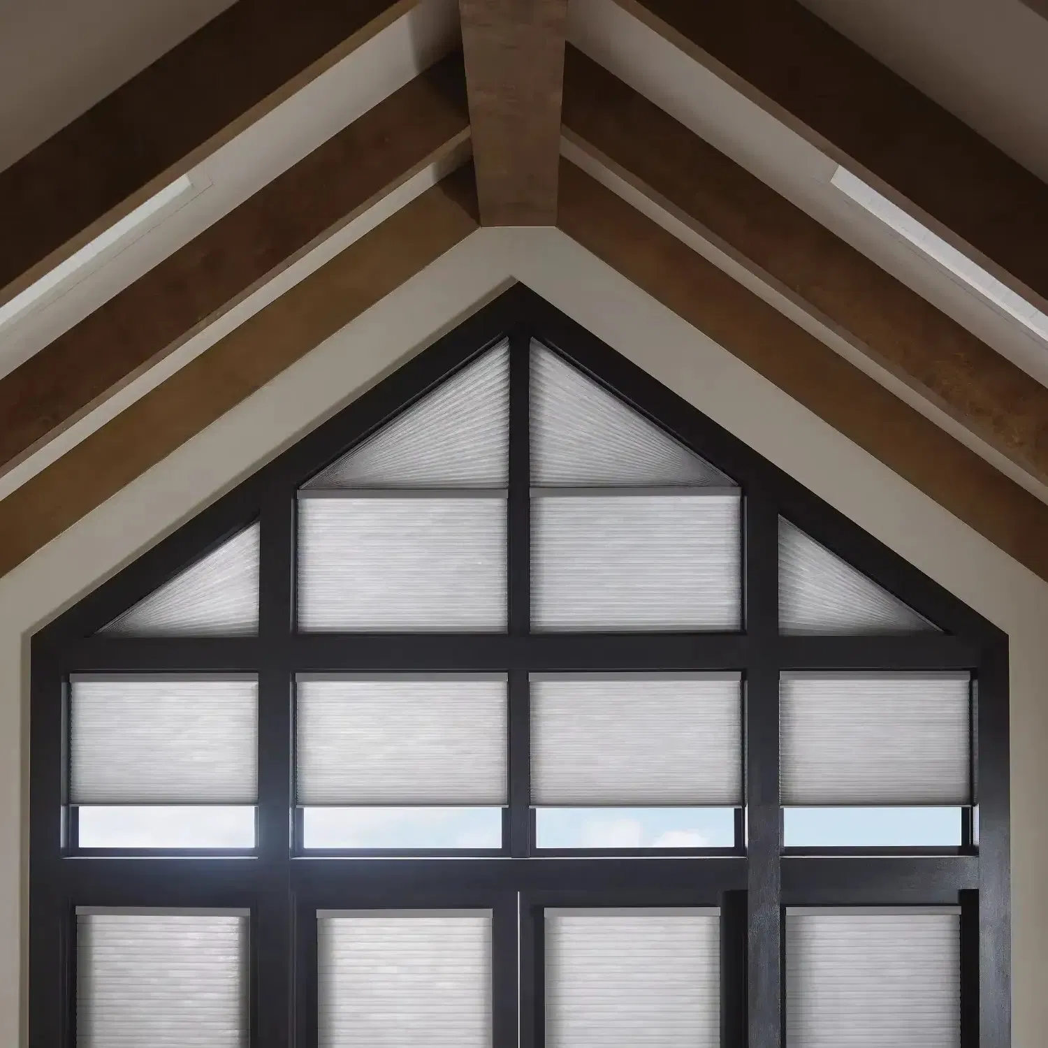 Customized Triangle Shapes Irregular Motorized Waterproof Honeycomb Blinds Shade
