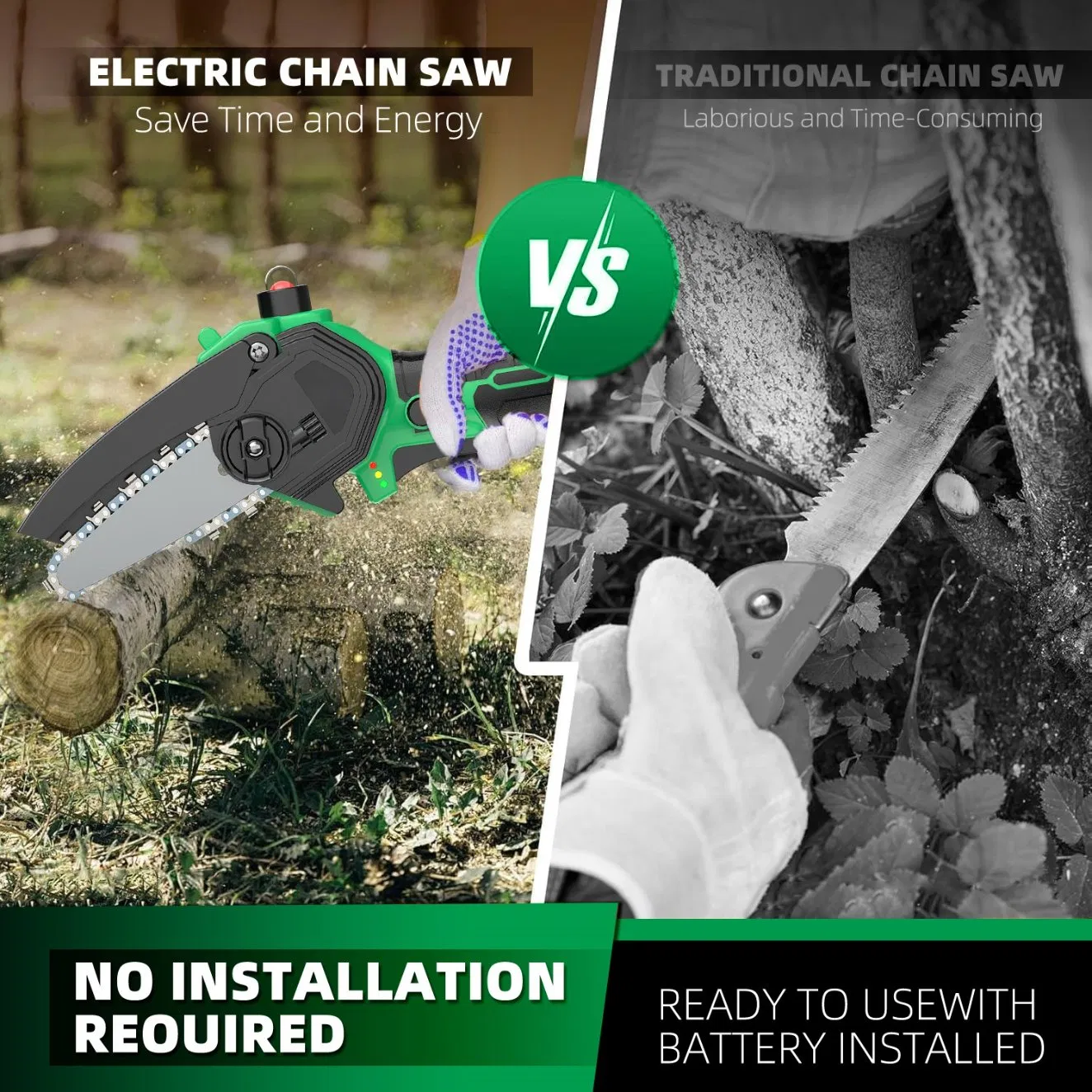 Мини-бензопила электрическая 12В, 4 дюйма