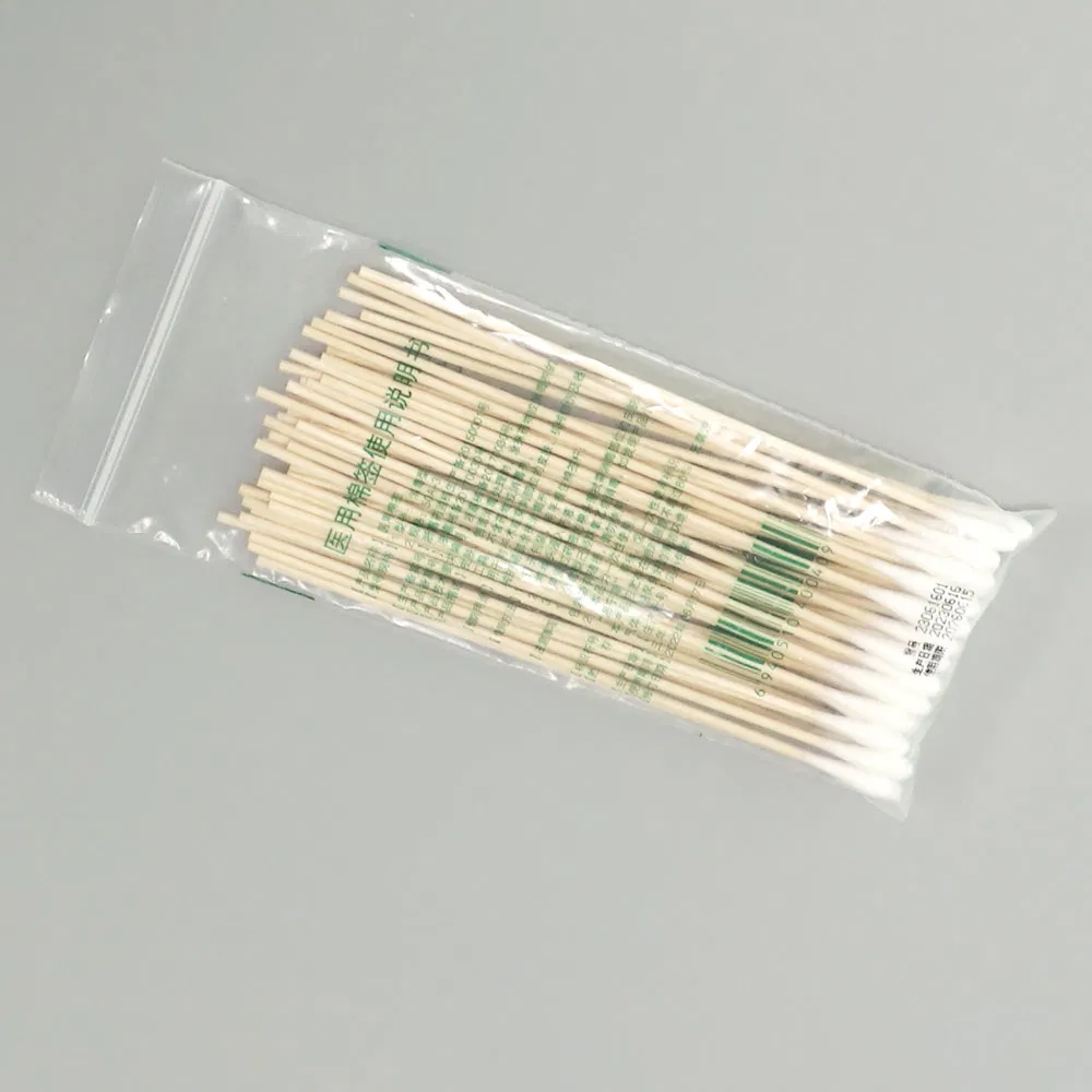 100PCS Natural Eco Friendly Cotton Buds Wooden Bamboo Stick OEM for Make-up Cleaning Tools