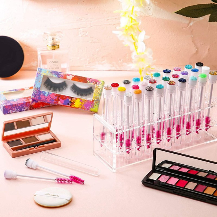Wholesale Mascara Wands Tube Spoolie Cleaning Brush Disposable Eyelash Brush Cleaner Holder Lash Brushes for Eyelash Extension