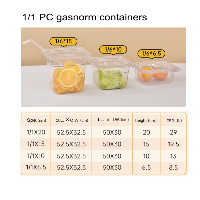 Commercial Hotel Restaurant Clear PP PC Plastic Polycarbonate Food Pan Gn Container Full Size Storage for Hotel and Restaurant Use
