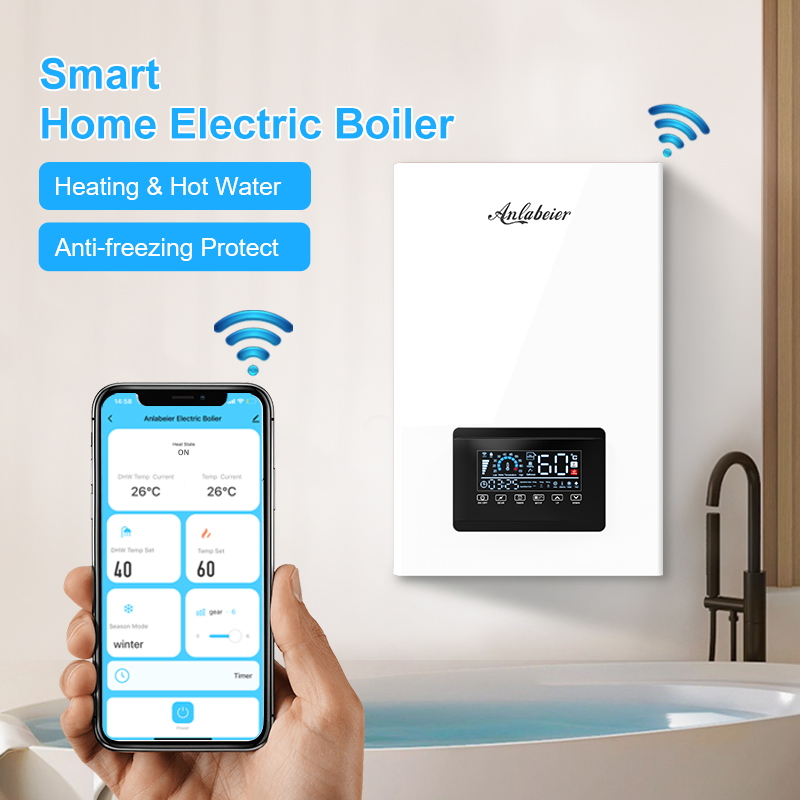 Multi-Power Electric Boiler 3-12kw 220V WiFi Smart Control & Child Lock Electric Home Central Heating Boiler for Bathing and Complete Home Heating