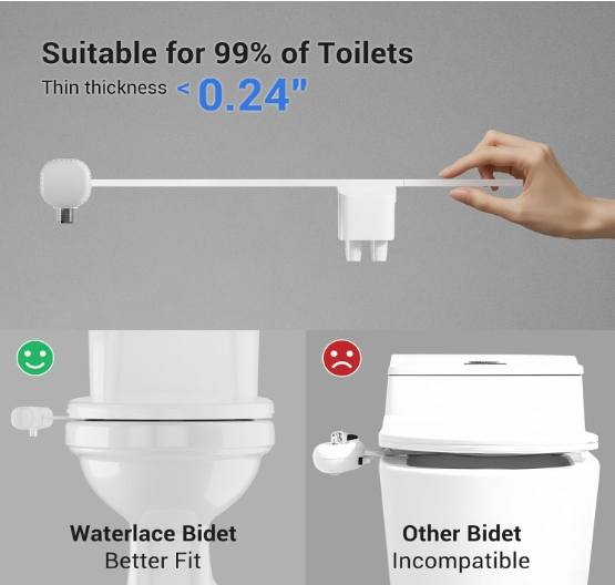 Cold Wate Rear Feminine Washing Non-Electric Ultra-Thin Bidets for Existing Toilets