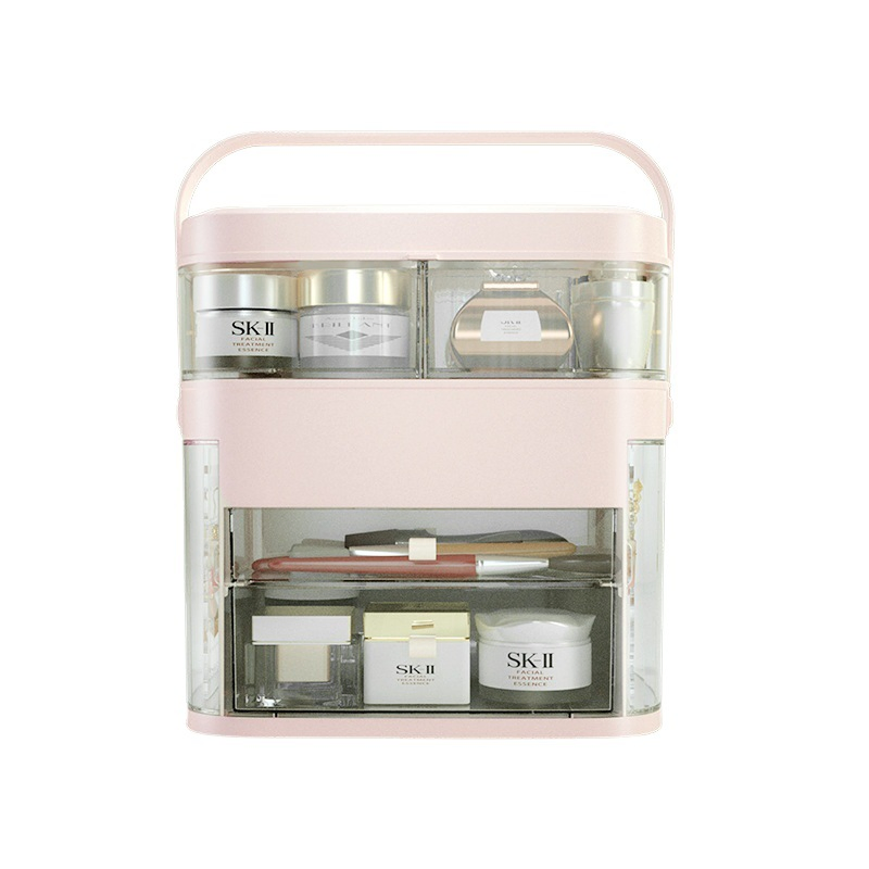 18L Home DIY Makeup Mirror with Lights Lipstick Cosmetics Skincare Jewelry Shelf Desktop Organizer
