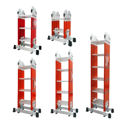 Multi-Function Four-Fold Adjustable Electric-Insulated Fiberglass Ladder