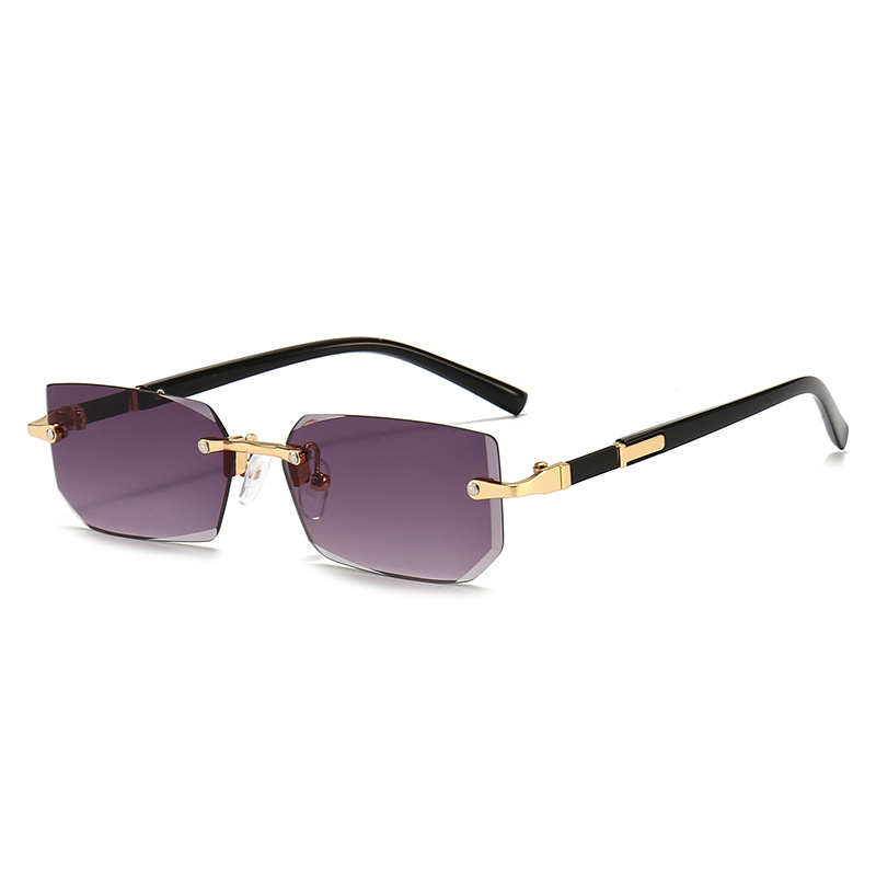 Fashionable Rimless Sunglasses Rectangle Popular Women Men Shades Small Square Frame Sun Glasses
