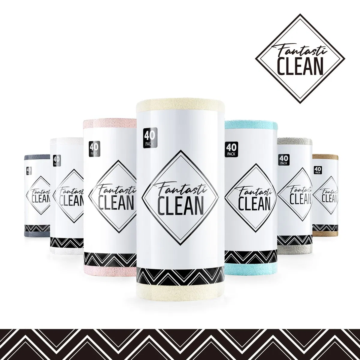 Fantasticlean Family Portrait 40 Pack Microfiber Rag Cleaning Cloth Tear Away Microfiber Roll Cleaning Towels for Home, Car (Mix)