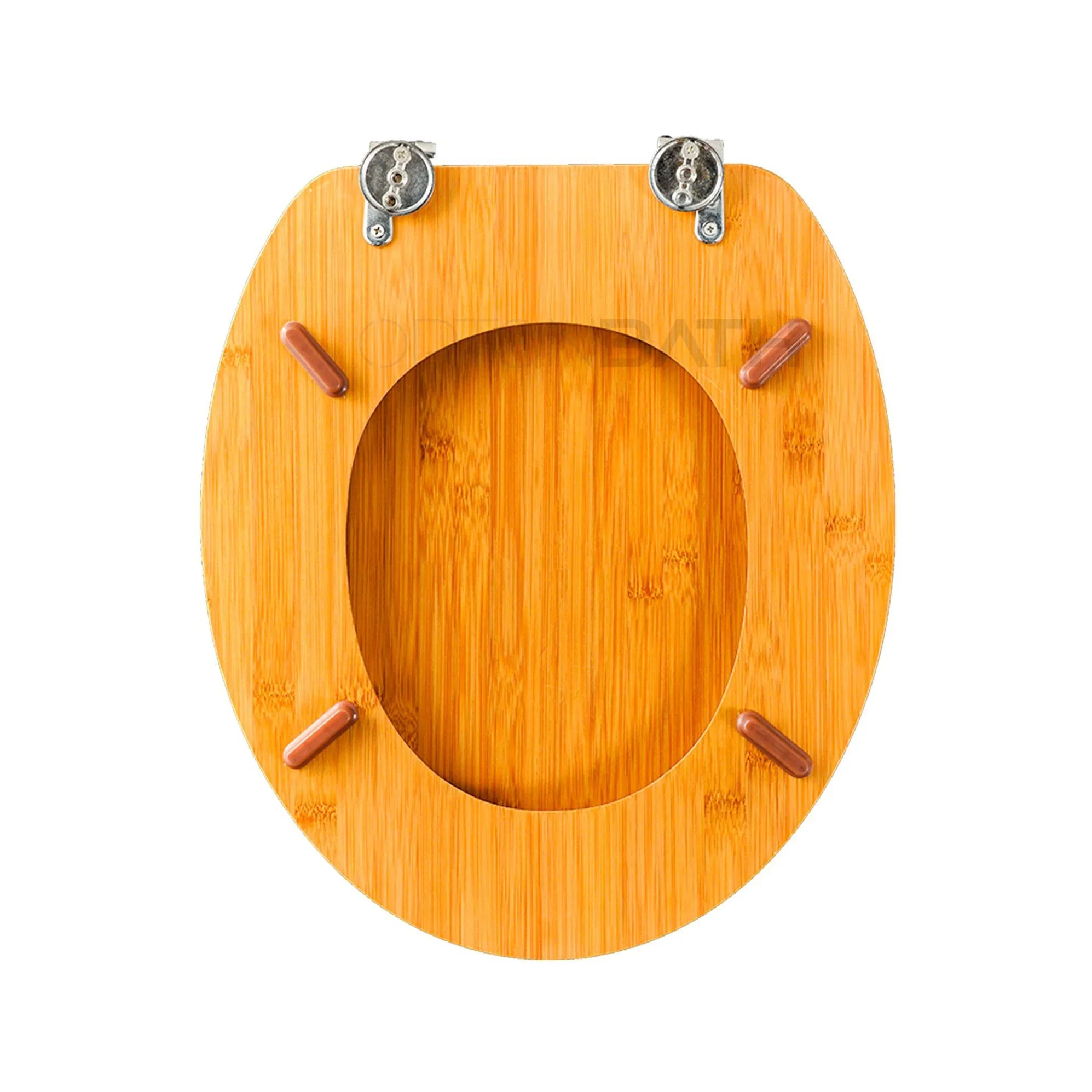 Ortonbath Elongated Oval Bamboo Toilet Seat with Lid Quick Release Slow Close Zinc Alloy Strong Hinges Natural Bamboo Natural Wood Toilet Seat