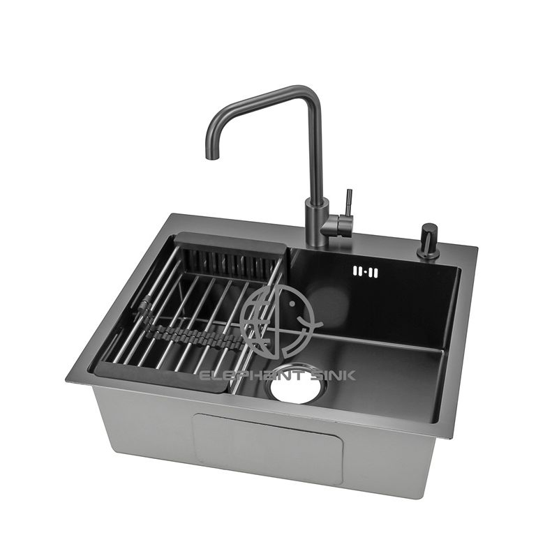 Handmade Black Honeycomb Stainless Steel Topmount Kitchen Sink Large Washing Sink