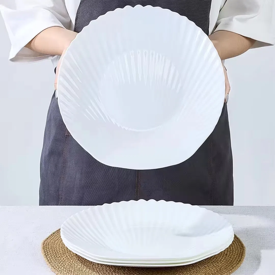 Hot Sell White Opal Glassware Plate Serving Dinnerware