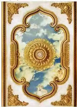 Golden Polyurethane Artistic Ceiling Panel Tiles for Interior Decoration