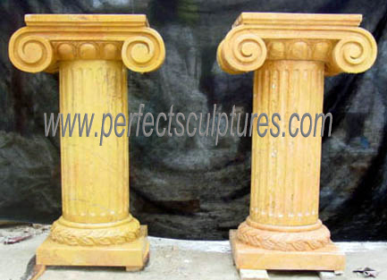 Garden Home Decorative Carved Stone Column Red Marble Carving Pillars for Outdoor Indoor Decoration (QCM139)