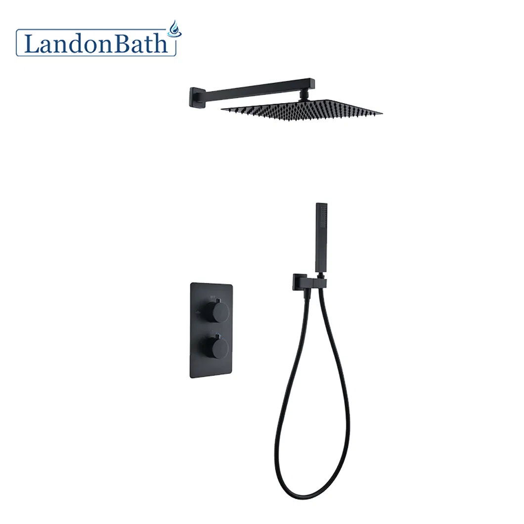 Upc Single Handle Bathroom Concealed Rain Shower Set Contemporary Concealed Shower Faucet System Hot Cold Water Mixer Black