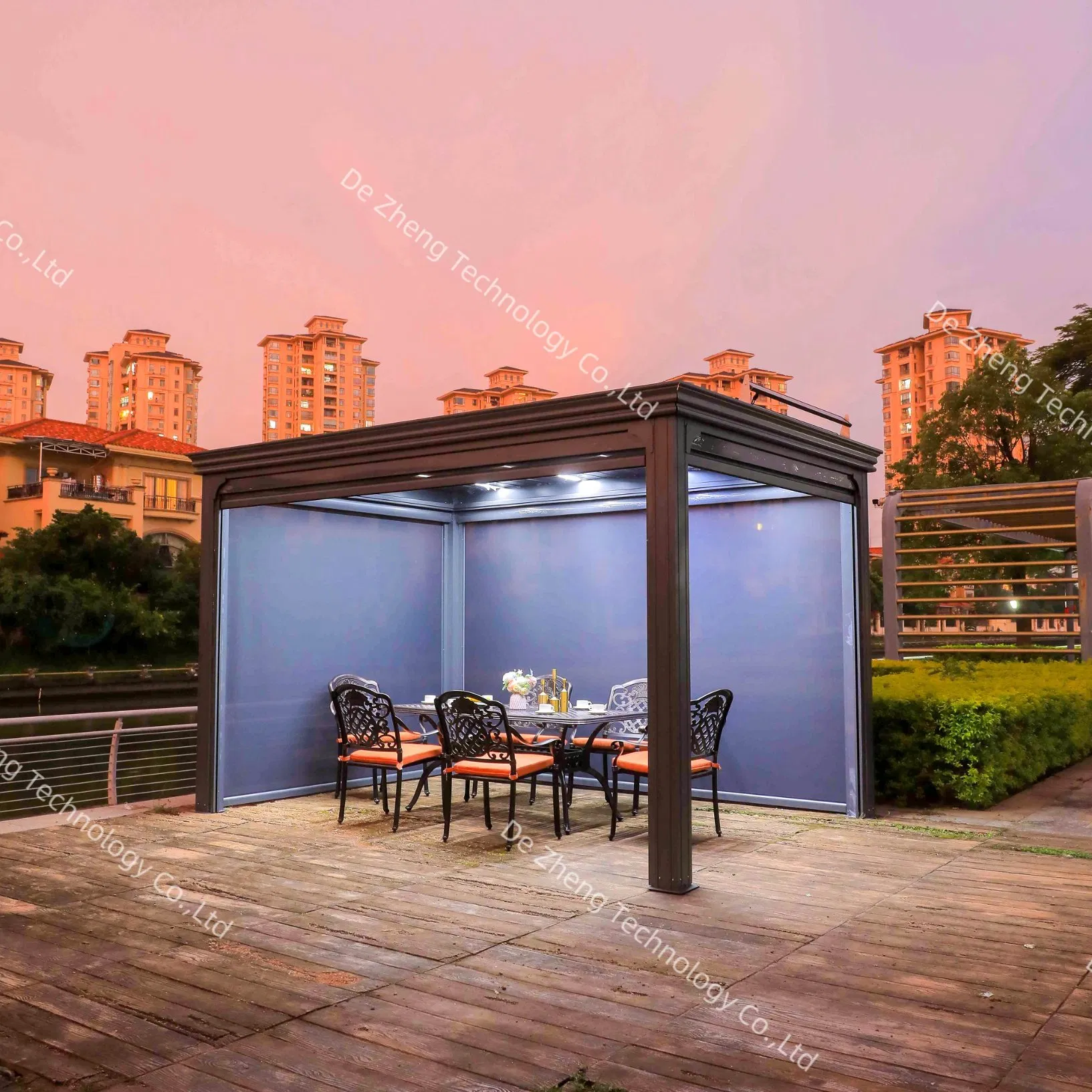 3X3m Outdoor Durable Hardtop Patio Gazebo with Mosquito Net Garden Gazebo Set Classic Design Style Steel Aluminum Pole Gazebo