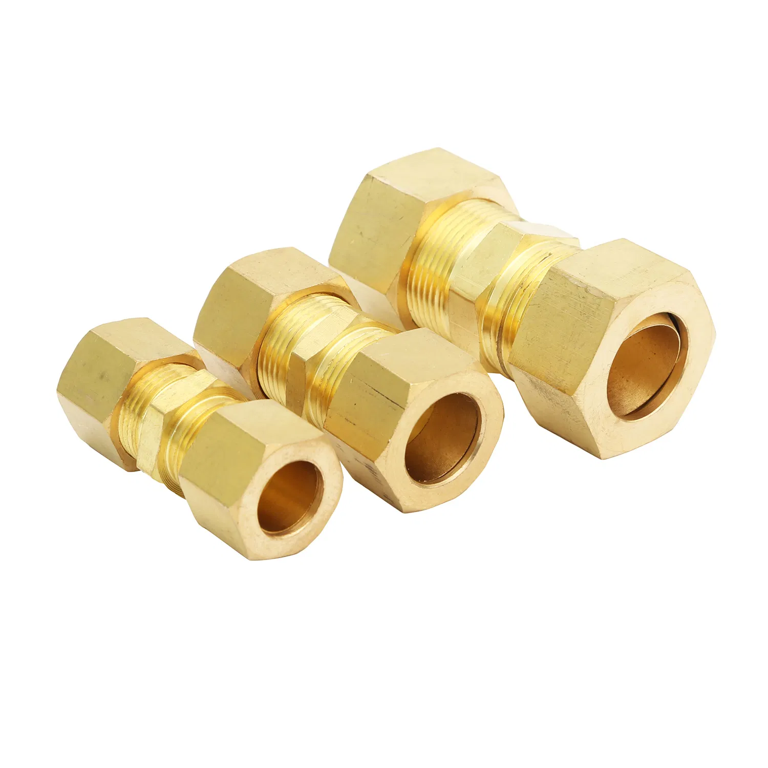 Brass Double Ferrule Fitting Hex Male Thread Straight Joint Compression Hydraulic Tube Fittings