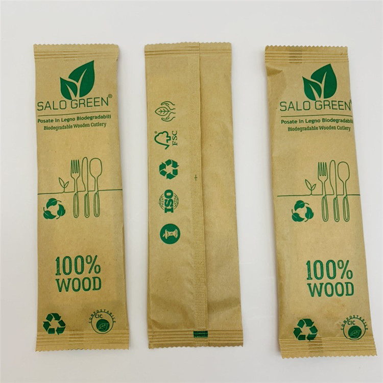 Disposable Eco Friendly Wood Cutlery, Wooden Cutlery Set with Bag
