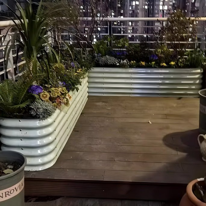 78-PVDF Best Quality Outdoor Herb Garden Planter Easy to Assemble O-6.5FT*2FT*17in Metal Raised Garden Beds