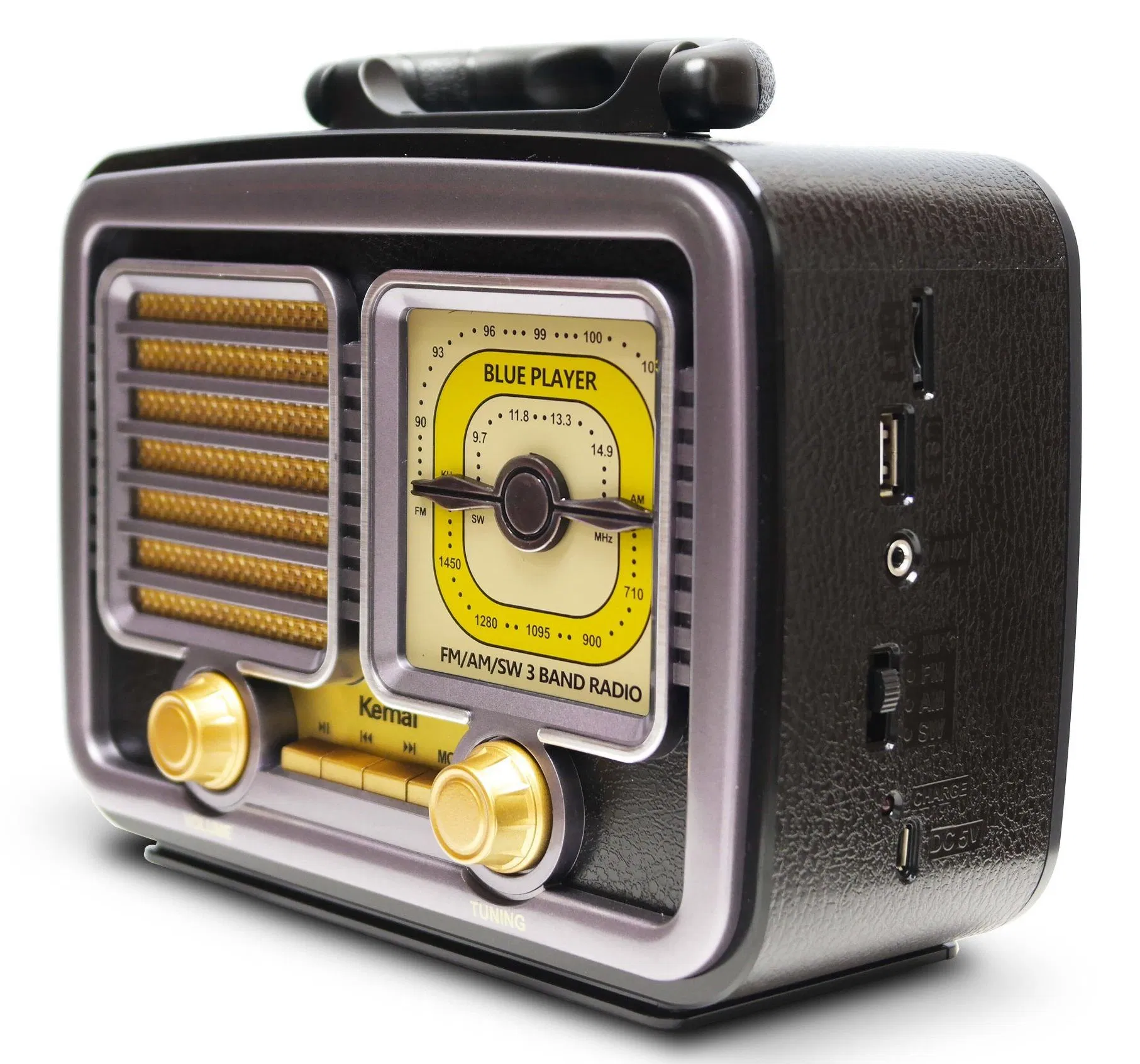 Kemai MD-1709BT Portable 3-Band Am FM Sw Radio, High Volume, , TF Card and MP3 Player, Rechargeable Speakers Classicism Furniture Decoration Bluetooth