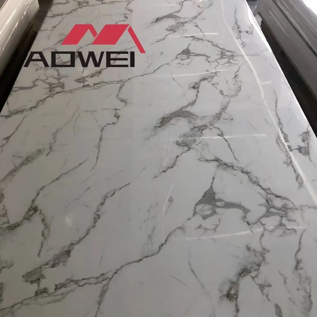 Modern White and Black Patterned PVC Wall Panels for TV Cabinets