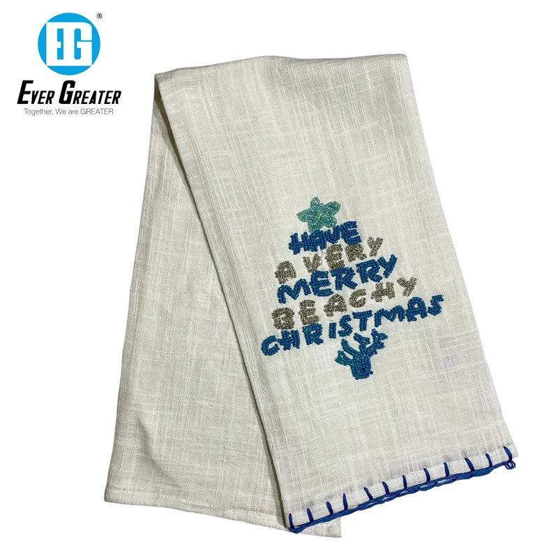 Custom High Quality 100% Cotton Kitchen Towel Set Printed Christmas Kitchen Towels for Wholesale Use