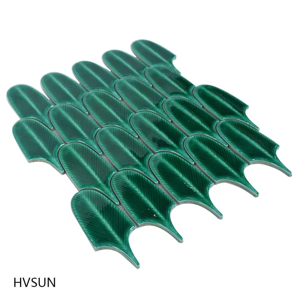 Best Selling Glazed Ceramic Modern Wall Mosaic Moroccan Fish Scale Fan Shaped Tile China Factory Price Easy Install Home Bathroom Kitchen Decor
