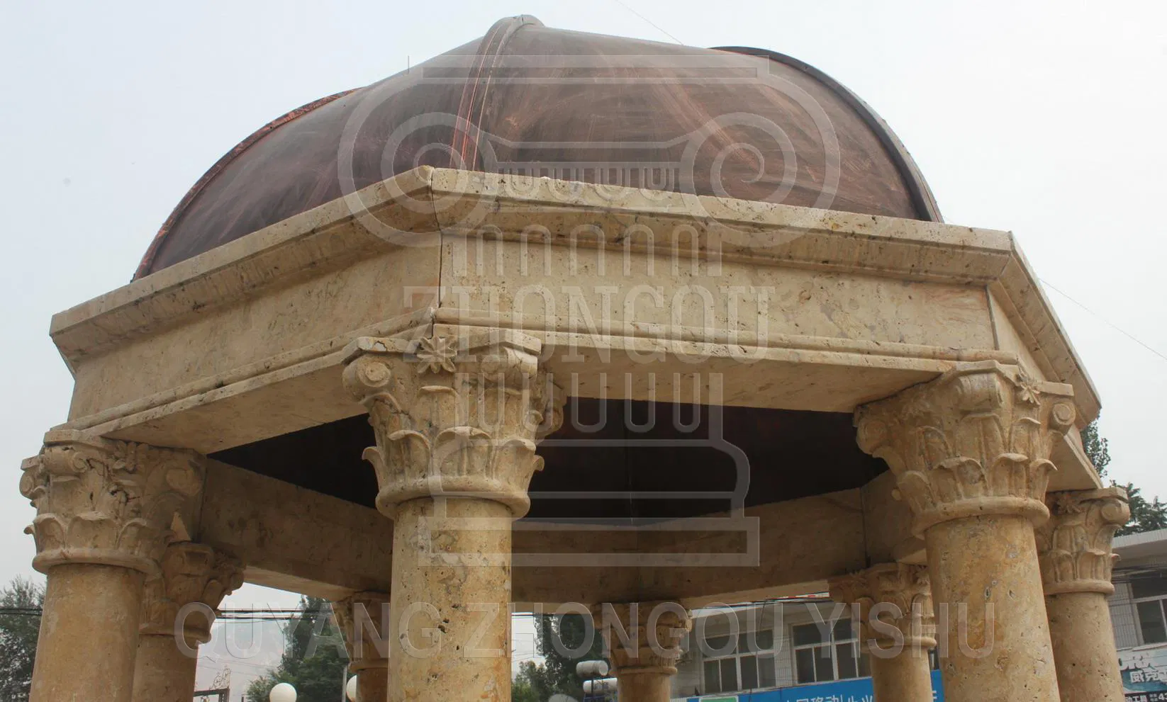 Yellow Marble Stone Gazebo Wedding Pavilion Garden Ornament