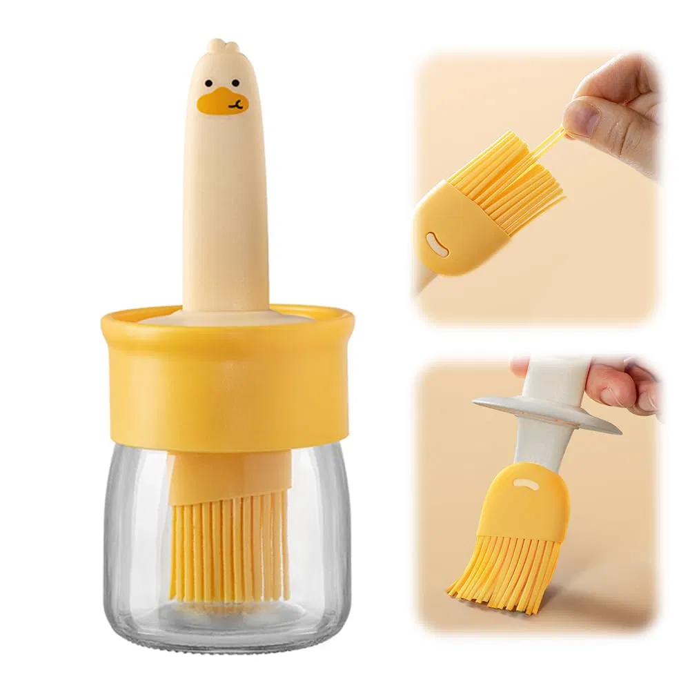 200ml Wide Mouth Oil Jug Olive Oil Bottle Food Grade Glass Oil Bottle with Silicone Brush