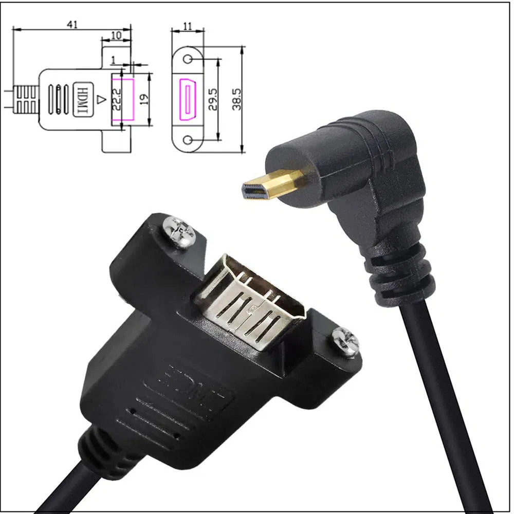 90 Degree HDMI Elbow Cable for 4K HD Panel Mount