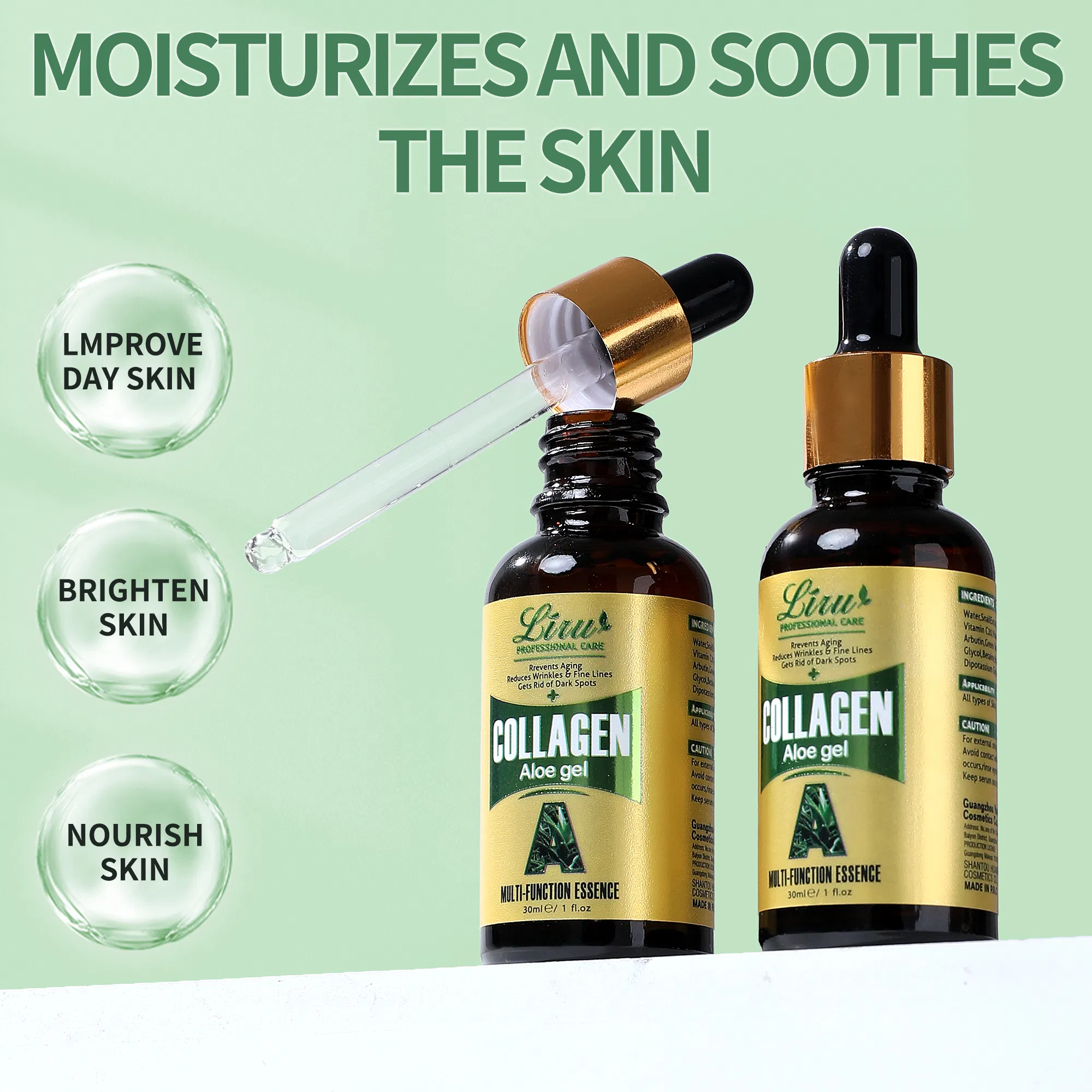 Hydrating Nourishing Facial Skin Care Essence Hyaluronic Acid & Aloe Vera Soothing Face Serum