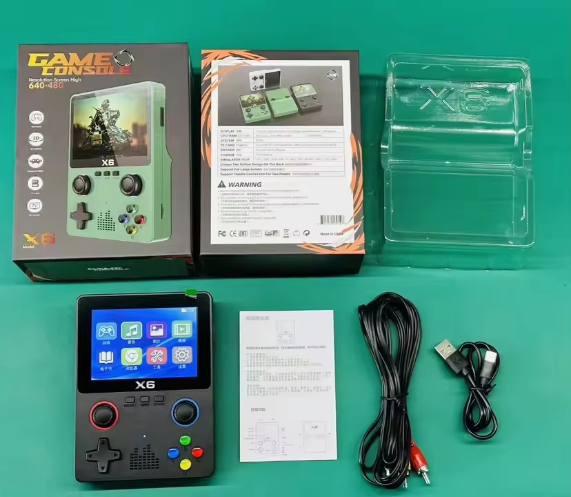 Factory Direct X6 Mini Handheld Game Console 3.5'' Large Screen Retro Arcade 3D Dual Joystick Nostalgic Gaming Device with 6000+ Games