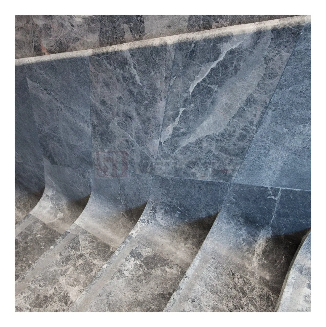 Newstar Natural Design Modern Arc Grey Marble Stone Spiral Steps Luxury Villa Staircase Marble Straight Stairs