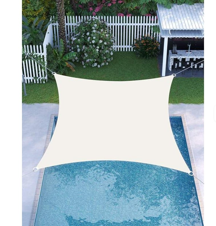 Rectangular Waterproof Sun Shade Sail, Polyester Fabric with 98% UV Protection